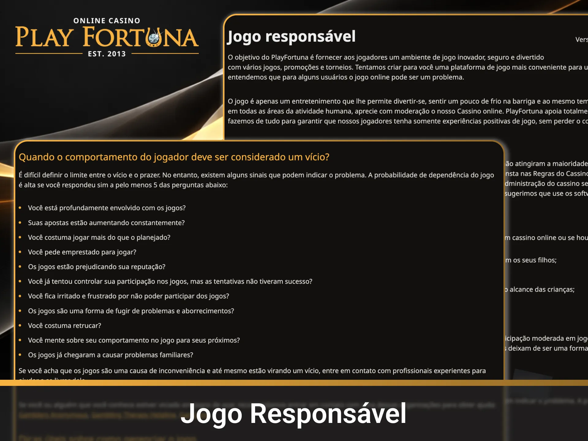 Pratique o Jogo Responsável para sua diversão na página Main da Play Fortuna.