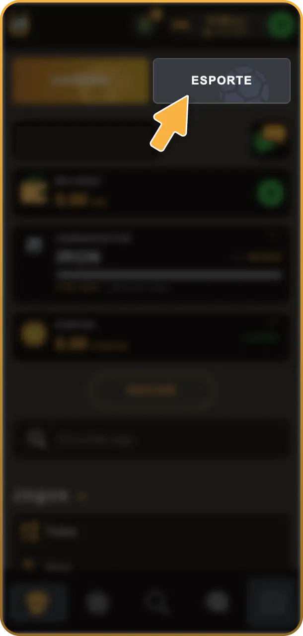 Acesse a seção de apostas e consiga abrir o painel de esportes no app do Play Fortuna.