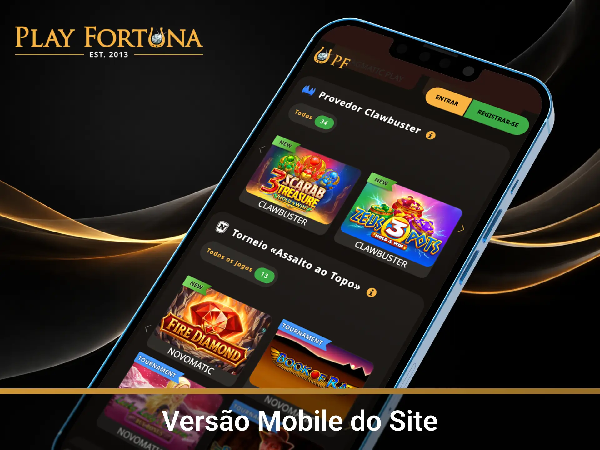 Acesse a versão do site mobile do Play Fortuna sem baixar.